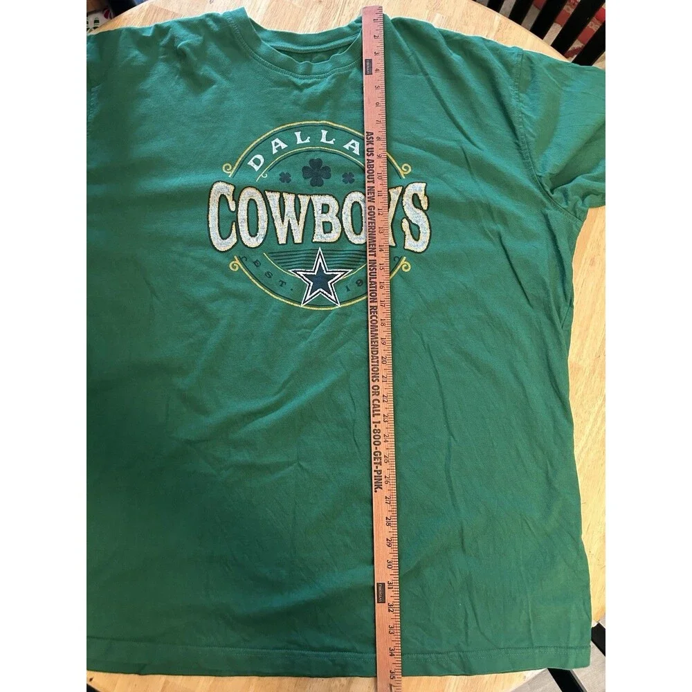 Dallas Cowboys St Patrick’s Day Green T Shirt 3XLT Big Tall NFL Tee Shamrock - Picture 9 of 13